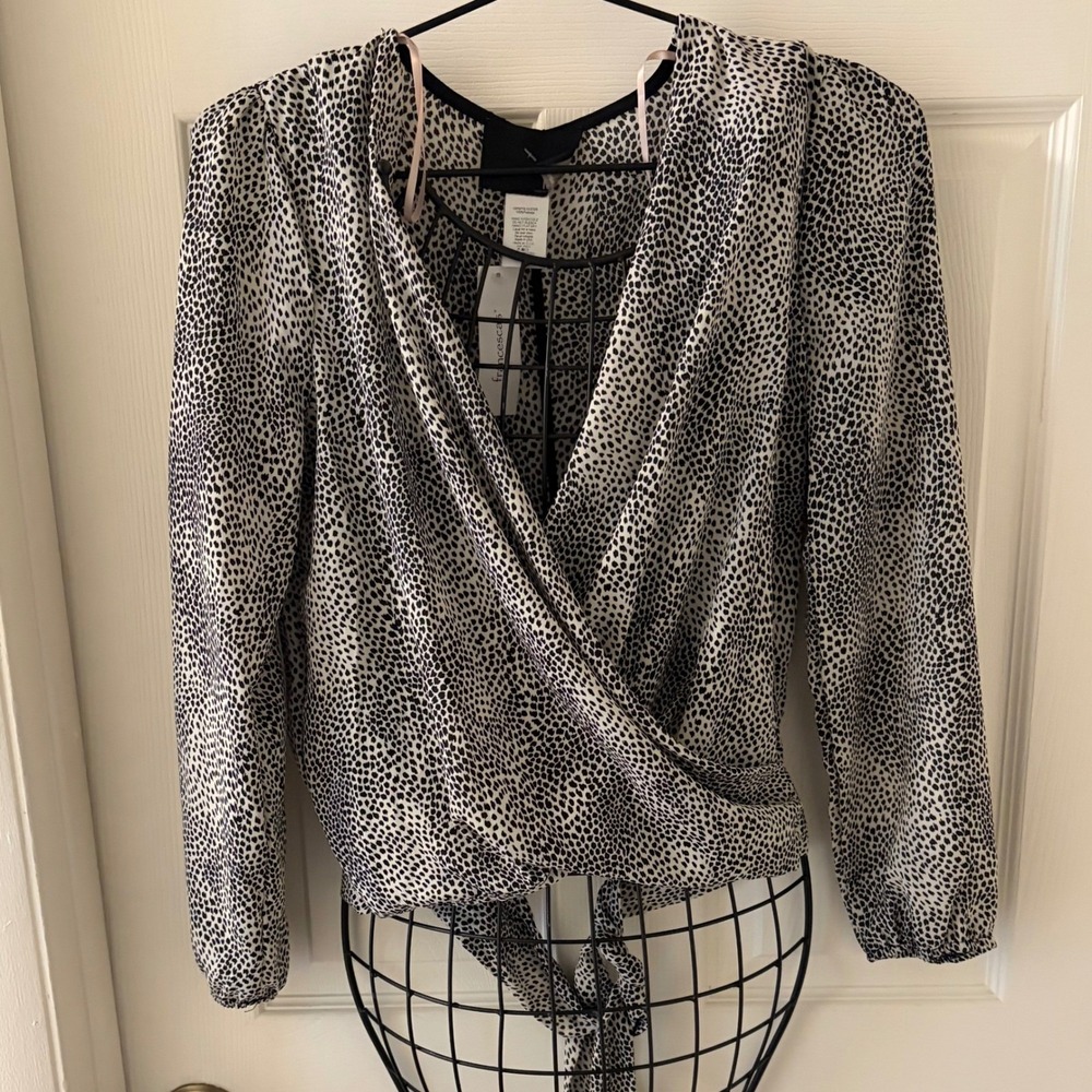 NWT KAII Los Angeles Animal Print Wrap Blouse Long Sleeve Made in USA